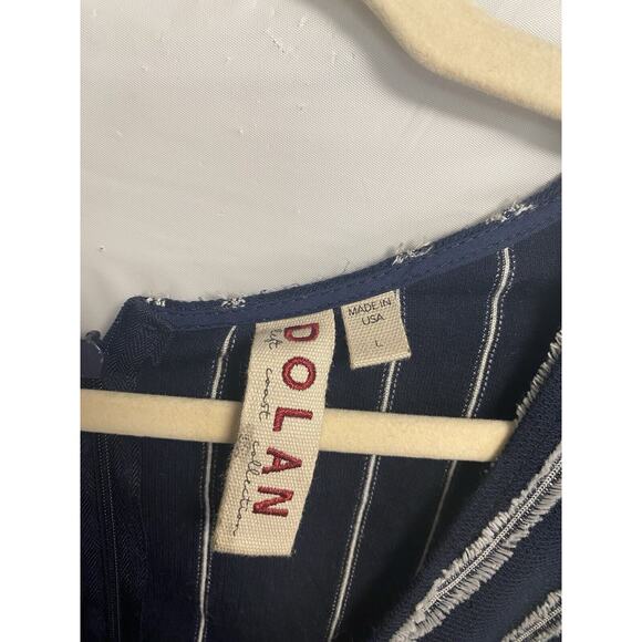 Anthropologie Dolan Canovas‎ Striped Cap Sleeve V Neck Jumpsuit Navy Size Large - Picture 4 of 5